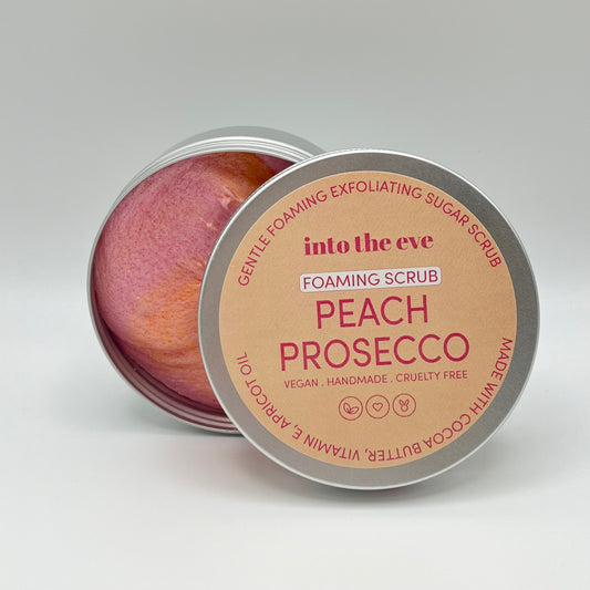 Peach Prosecco foaming sugar scrub