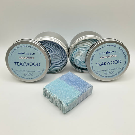 Teakwood BUNDLE - whipped soap, body butter, soap bar.