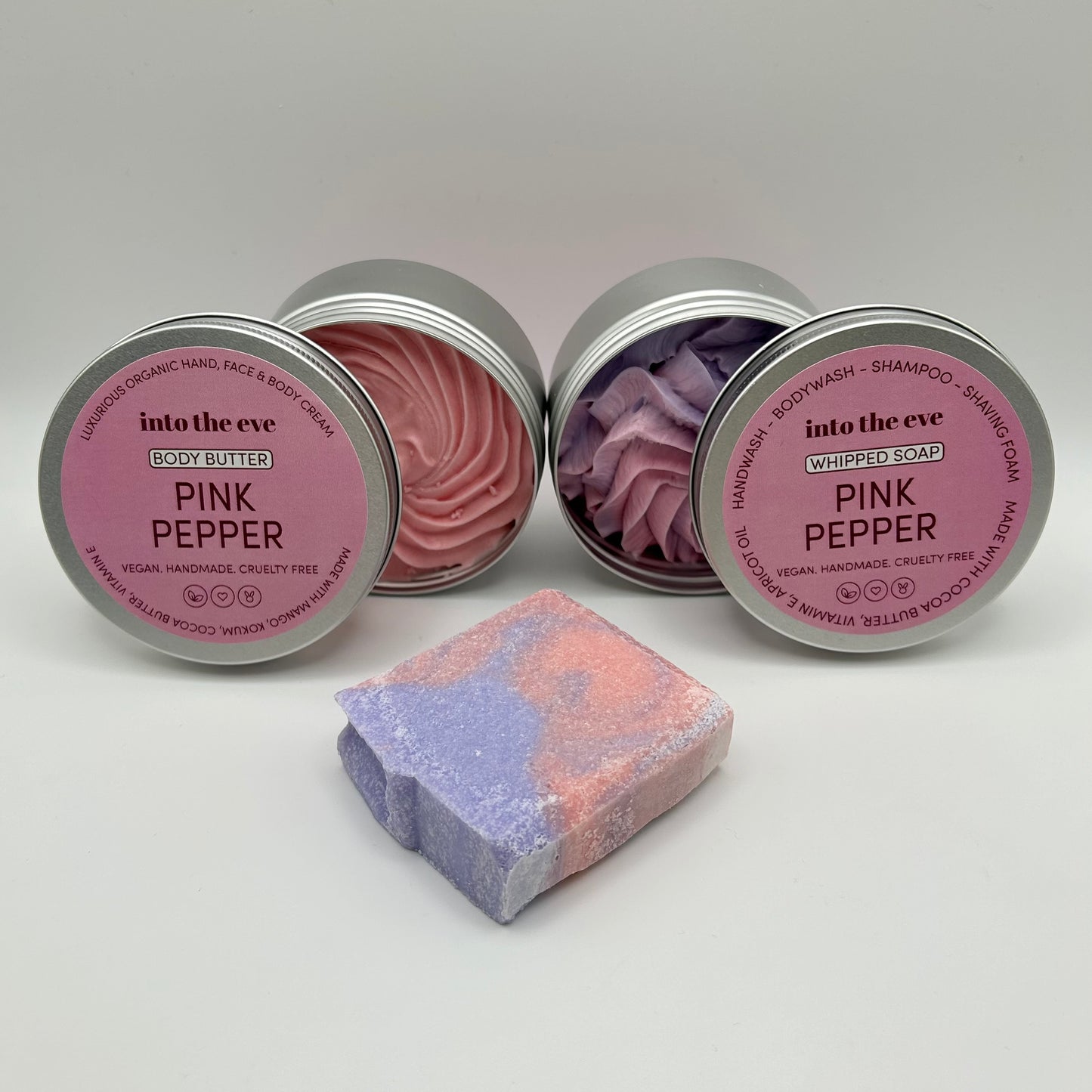 Pink Pepper BUNDLE - whipped soap, body butter, soap bar.