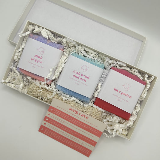 Valentine's soap bar trio gift box