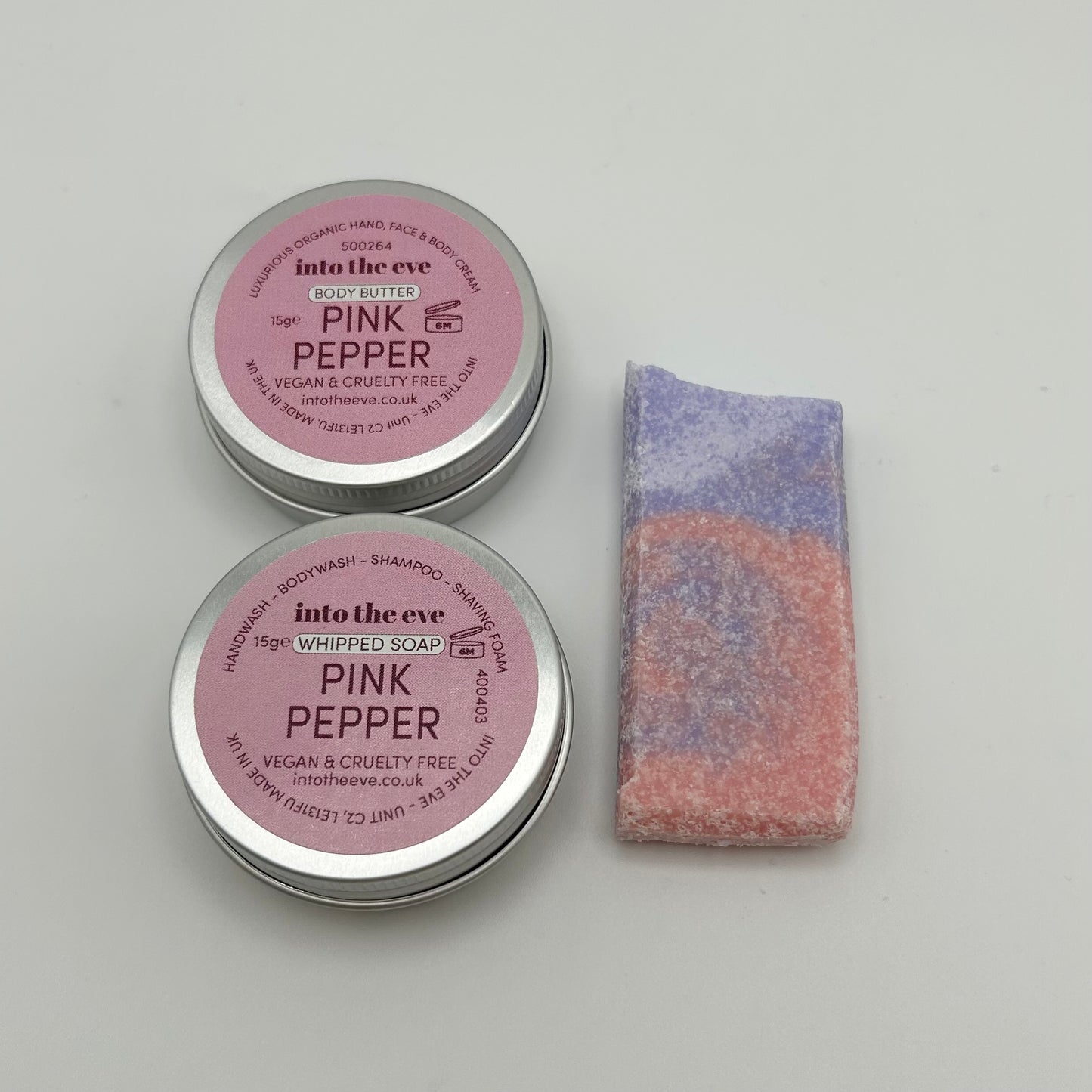 Pink Pepper BUNDLE - whipped soap, body butter, soap bar.